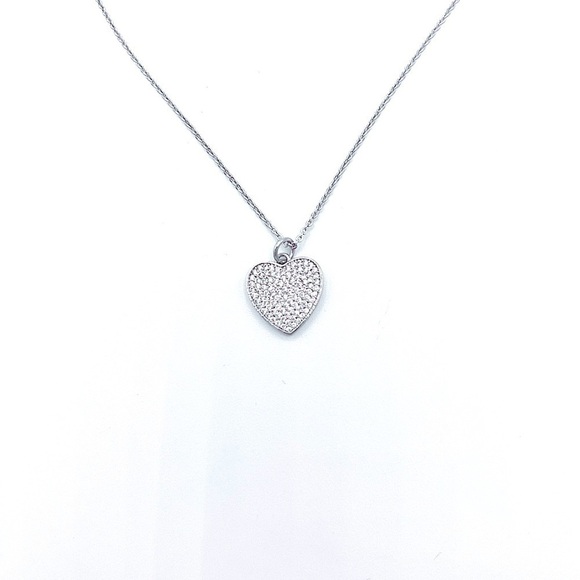 𝅺DAINTY Silver Chain with Sweet Micro Pave Heart Charm - Picture 3 of 3